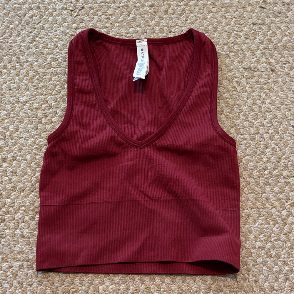 Athleta Burgundy V-Neck Tank Top